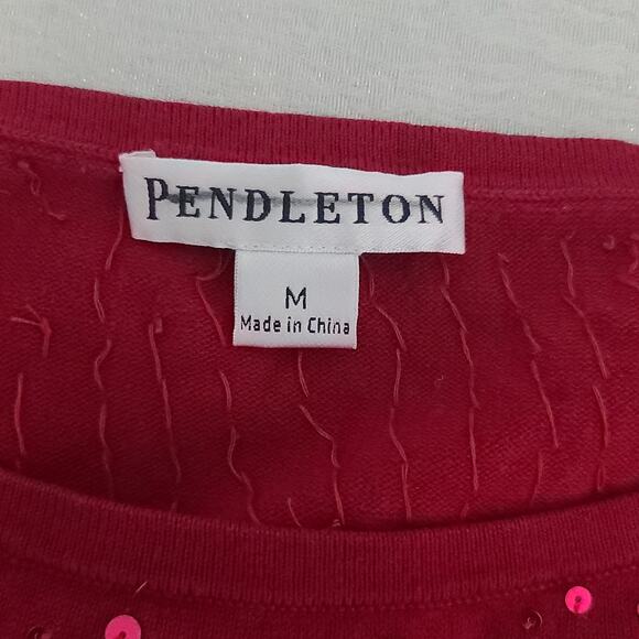 Pendleton ladies cashmere sweater red sequins Festive Holiday Size Med - Picture 6 of 9